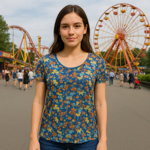 DISNEY LulaRoe T Shirt Woman XXS MICKEY MOUSE Blue HI/LO NWT Classic Tee Casual